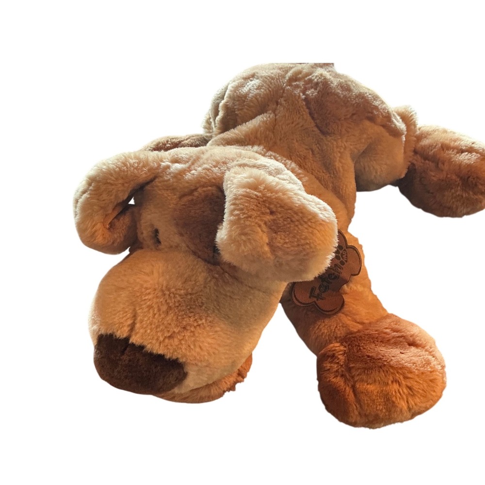 HTF FAO‎ SCHWARTZ FETCH PUPPY DOG LARGE 25in TAN BROWN FLOPPY PLUSH RED COLLAR